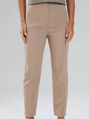 Sinsay - Materiałowe spodnie cygaretki - beżowy