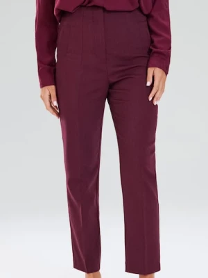 Sinsay - Materiałowe spodnie cygaretki - bordowy
