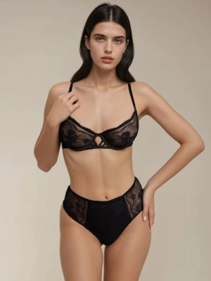 Sinsay - Miękki biustonosz z koronką - czarny