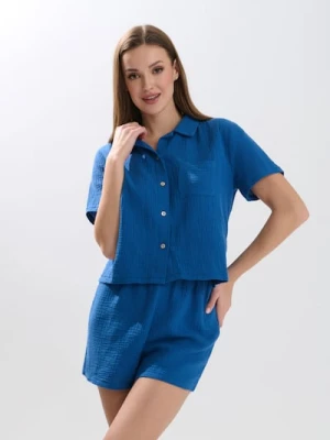 Sinsay - Muślinowa piżama dwuczęściowa - granatowy
