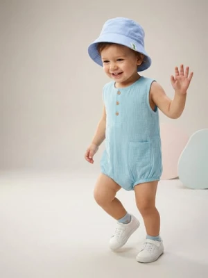 Sinsay - Muślinowe body z kieszeniami i guzikami - błękitny