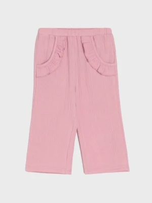 Sinsay - Muślinowe spodnie z ozdobną falbanką - różowy