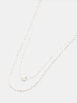 Sinsay - Naszyjnik z ozdobnymi perłami 2 pack - srebrny