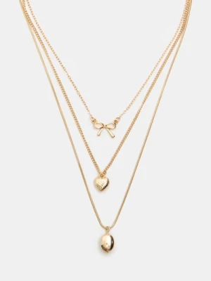 Sinsay - Naszyjnik z zawieszką 3 pack - złoty