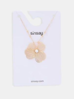 Sinsay - Naszyjnik z zawieszką w kształcie kwiata - złoty