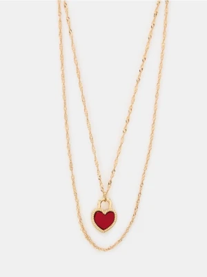 Sinsay - Naszyjnik z zawieszką w kształcie serca 2 pack - złoty