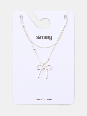 Sinsay - Naszyjniki z kokardką i koralikami 2 pack - srebrny