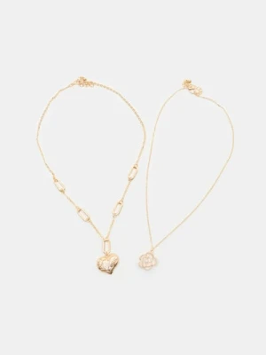 Sinsay - Naszyjniki z zawieszkami 2 pack - złoty