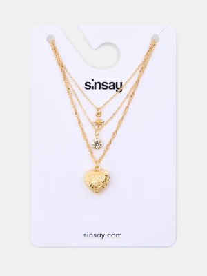Sinsay - Naszyjniki z zawieszkami 3 pack - złoty