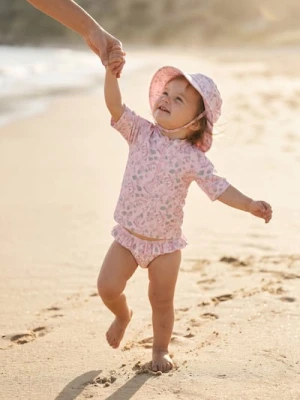 Sinsay - Niemowlęcy Zestaw Kąpielowy UPF50 z Czapeczką w kwiaty - kremowy