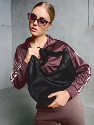 Sinsay - Nylonowa torebka hobo - czarny