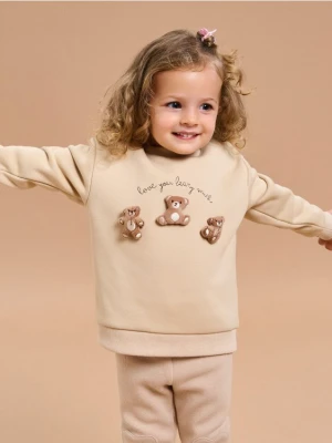 Sinsay - Ocieplana bluza crewneck - kremowy