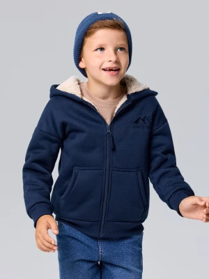 Sinsay - Ocieplana bluza z kapturem - granatowy