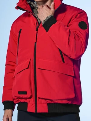 Sinsay - Ocieplana kurtka bomberka z kapturem - czerwony