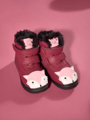 Sinsay - Ocieplane botki z elementami 3D - bordowy