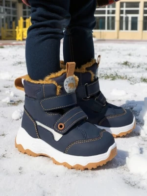 Sinsay - Ocieplane botki z elementami odblaskowymi - granatowy