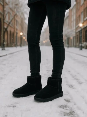 Sinsay - Ocieplane botki z wełnianą wyściółką z imitacji zamszu - czarny