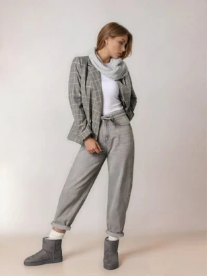 Sinsay - Ocieplane botki z wełnianą wyściółką z imitacji zamszu - szary