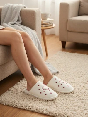 Sinsay - Ocieplane kapcie z futerkiem - kremowy