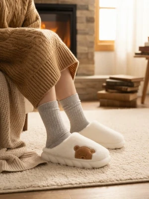 Sinsay - Ocieplane kapcie z futerkiem - kremowy