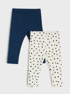 Sinsay - Ocieplane legginsy z prążkowanej dzianiny 2 pack - granatowy