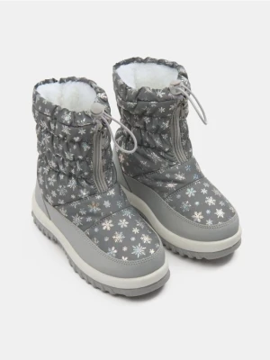 Sinsay - Ocieplane śniegowce z elastycznym ściągaczem i holograficznym printem na cholewce - srebrny