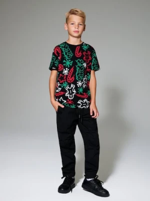 Sinsay - Ocieplane spodnie jogger z polarem wewnątrz - czarny