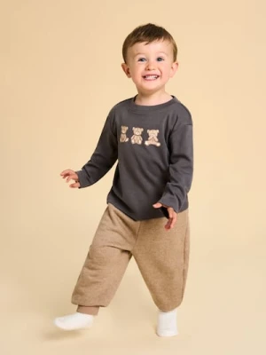 Sinsay - Ocieplane spodnie z polarem w środku - brązowy