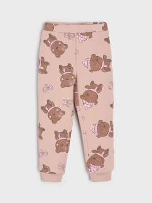 Sinsay - Ocieplane spodnie ze wzorem w misie - różowy