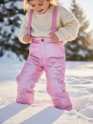Sinsay - Ocieplane spodnie zimowe z odpinanymi szelkami - różowy