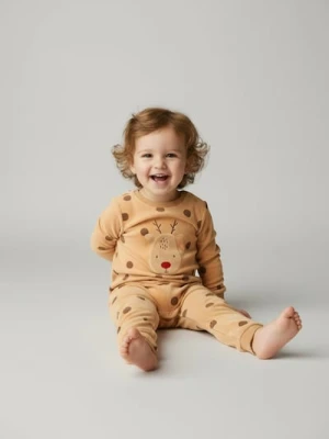 Sinsay - Ocieplane welurowe śpiochy z motywem świątecznym - kremowy