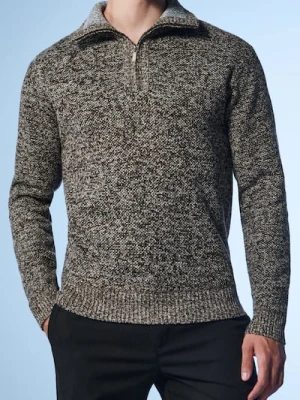 Sinsay - Ocieplany melanżowy sweter z wysokim kołnierzem - brązowy