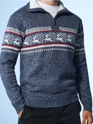 Sinsay - Ocieplany sweter z wysokim kołnierzem - niebieski