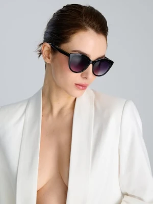 Sinsay - Okulary przeciwsłoneczne kocie oczy - czarny