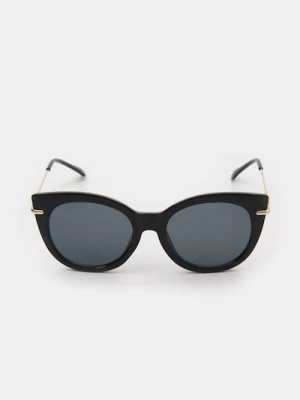 Sinsay - Okulary przeciwsłoneczne kocie oczy - czarny