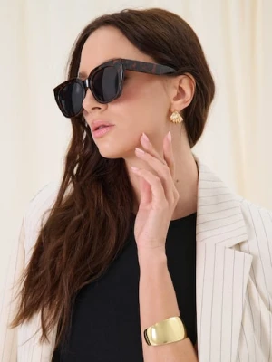 Sinsay - Okulary przeciwsłoneczne prostokątne - brązowy