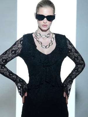 Sinsay - Okulary przeciwsłoneczne w kształcie motyla - czarny