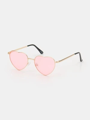 Sinsay - Okulary przeciwsłoneczne w kształcie serca - złoty