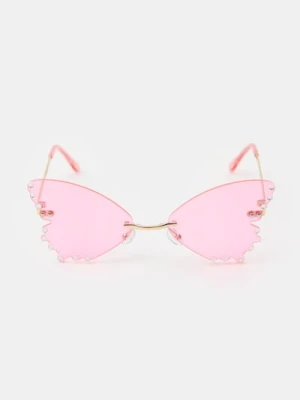 Sinsay - Okulary przeciwsłoneczne w kształcie skrzydeł motyla - różowy