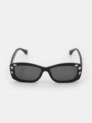Sinsay - Okulary przeciwsłoneczne z kryształkami - czarny