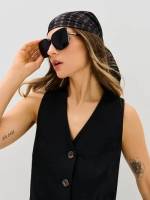 Sinsay - Okulary przeciwsłoneczne ze złotymi detalami - czarny