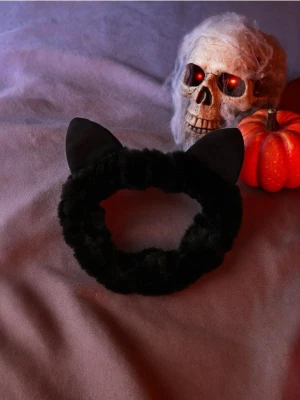 Sinsay - Opaska na głowę ze sztucznym futerkiem - czarny