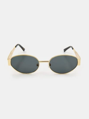 Sinsay - Owalne okulary przeciwsłoneczne w metalowych oprawkach - złoty