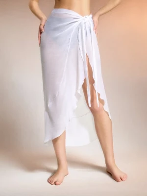Sinsay - Pareo z ozdobną falbaną - biały