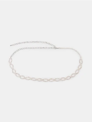 Sinsay - Pasek łańcuszkowy z cyrkoniami - srebrny