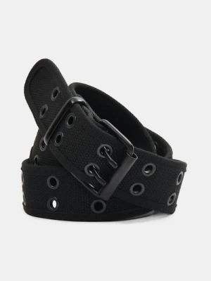 Sinsay - Pasek parciany z metalowymi oczkami - czarny