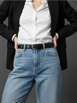 Sinsay - Pasek z imitacji skóry - czarny