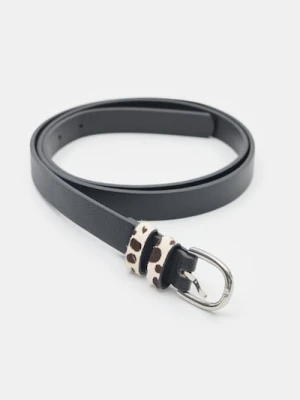 Sinsay - Pasek z imitacji skóry z motywem krowy - czarny