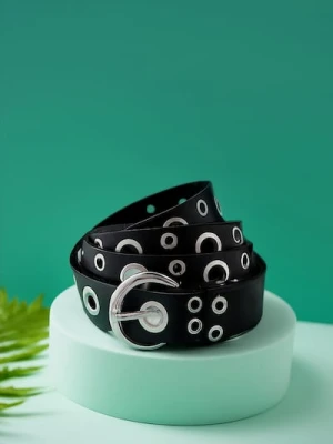 Sinsay - Pasek z imitacji skóry ze srebrną klamrą - czarny