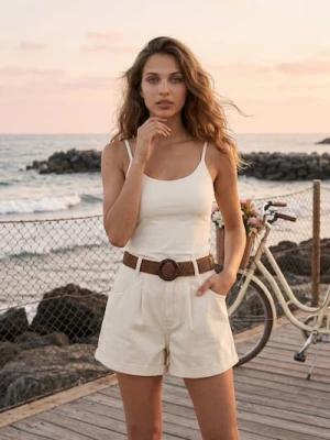 Sinsay - Pasek z klamrą z domieszką wiskozy - brązowy